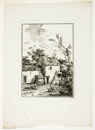 Vertical Landscape by Louis Gabriel Moreau, print, 1774-1804