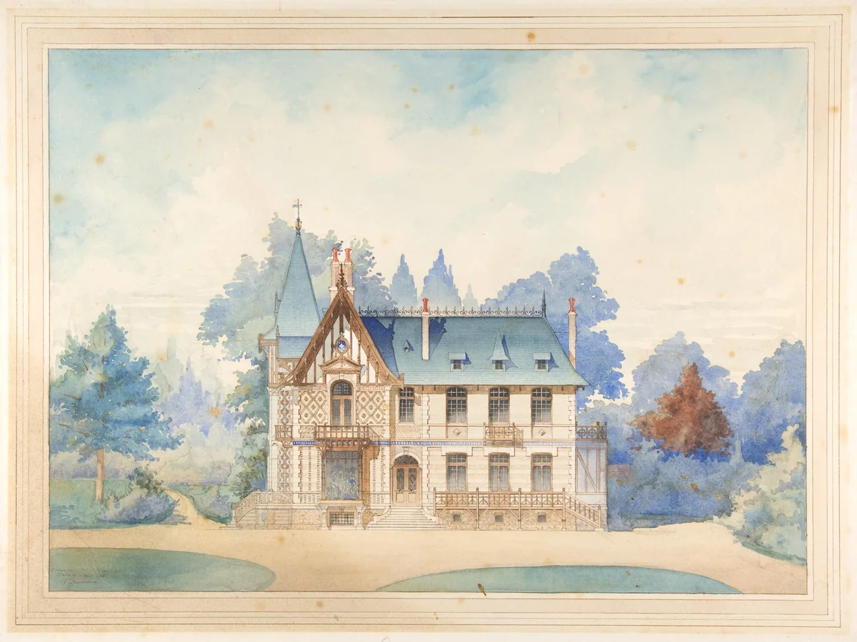 View of a Country House by anonymous, drawing, 1898