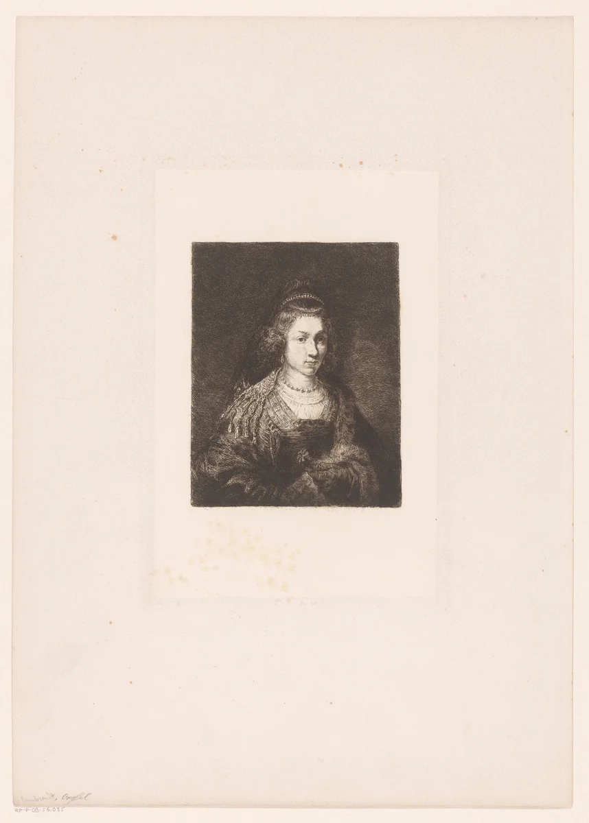 Portret van een onbekende vrouw by William Unger, print, 1847-1932