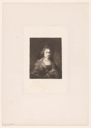 Portret van een onbekende vrouw by William Unger, print, 1847-1932