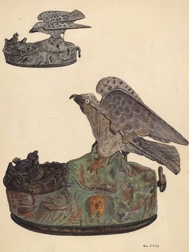 Toy Bank: Bird by George File, index of american design, 1937