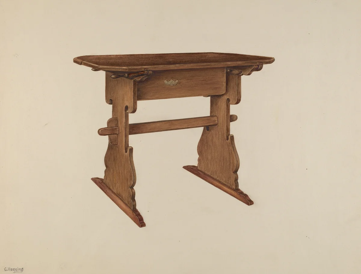 Trestle Table by Charles Henning, index of american design, 1939