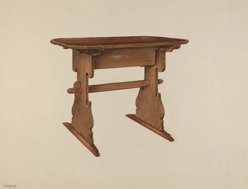 Trestle Table by Charles Henning, index of american design, 1939