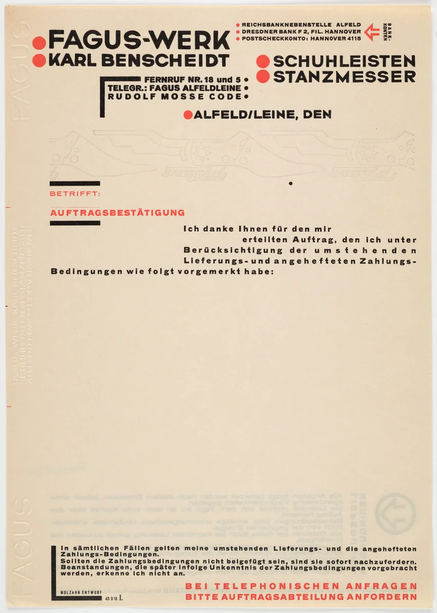 Fagus-Werk, Karl Benscheidt by Johannes Molzahn, design, 1922