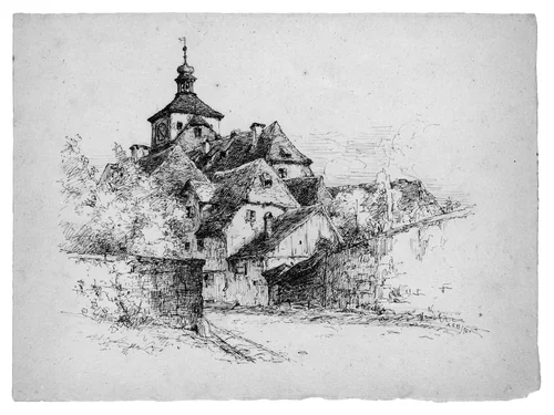 Sketch of a German Village by Andrew Fisher Bunner, artwork, 1876
