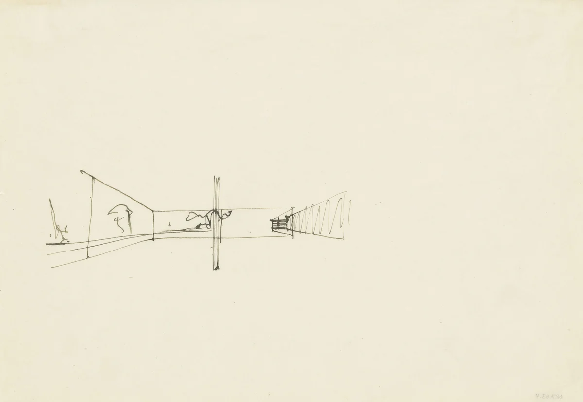Courthouse Interior: Perspective Sketch by Ludwig Mies van der Rohe, mies van der rohe archive, 1926