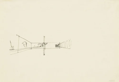 Courthouse Interior: Perspective Sketch by Ludwig Mies van der Rohe, mies van der rohe archive, 1926