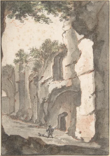 Roman View by Bartholomeus Breenbergh, drawing, 1610-1657