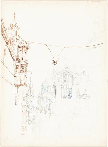 Continental Street Scene by John Skinner Prout, drawing, 1860-1870