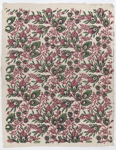 Sheet with overall floral and vine pattern by anonymous, print, 1775-1875