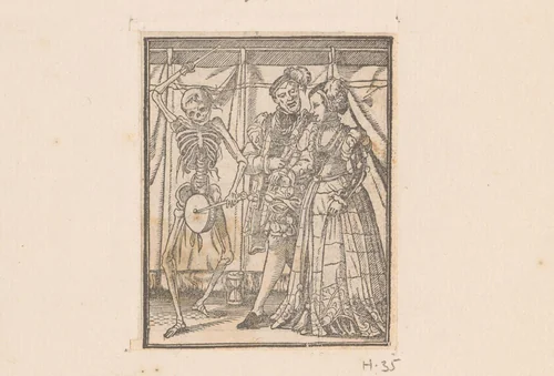 Edelvrouw met de Dood by anonymous, print, 1547