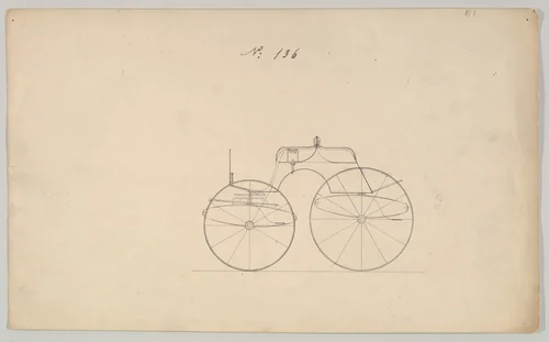Four Wheel Dog Cart #136 by Brewster & Co., drawing, 1850-1870