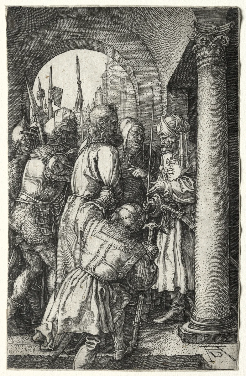 Christ Taken before Pilate by Albrecht Dürer, print, 1512