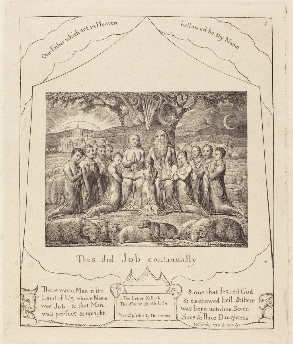 Job and His Family by William Blake, print, 1825