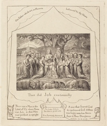 Job and His Family by William Blake, print, 1825
