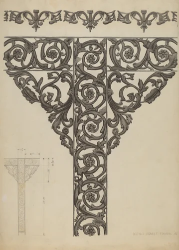 Iron Railing by Ernest A. Towers, Jr., index of american design, 1936