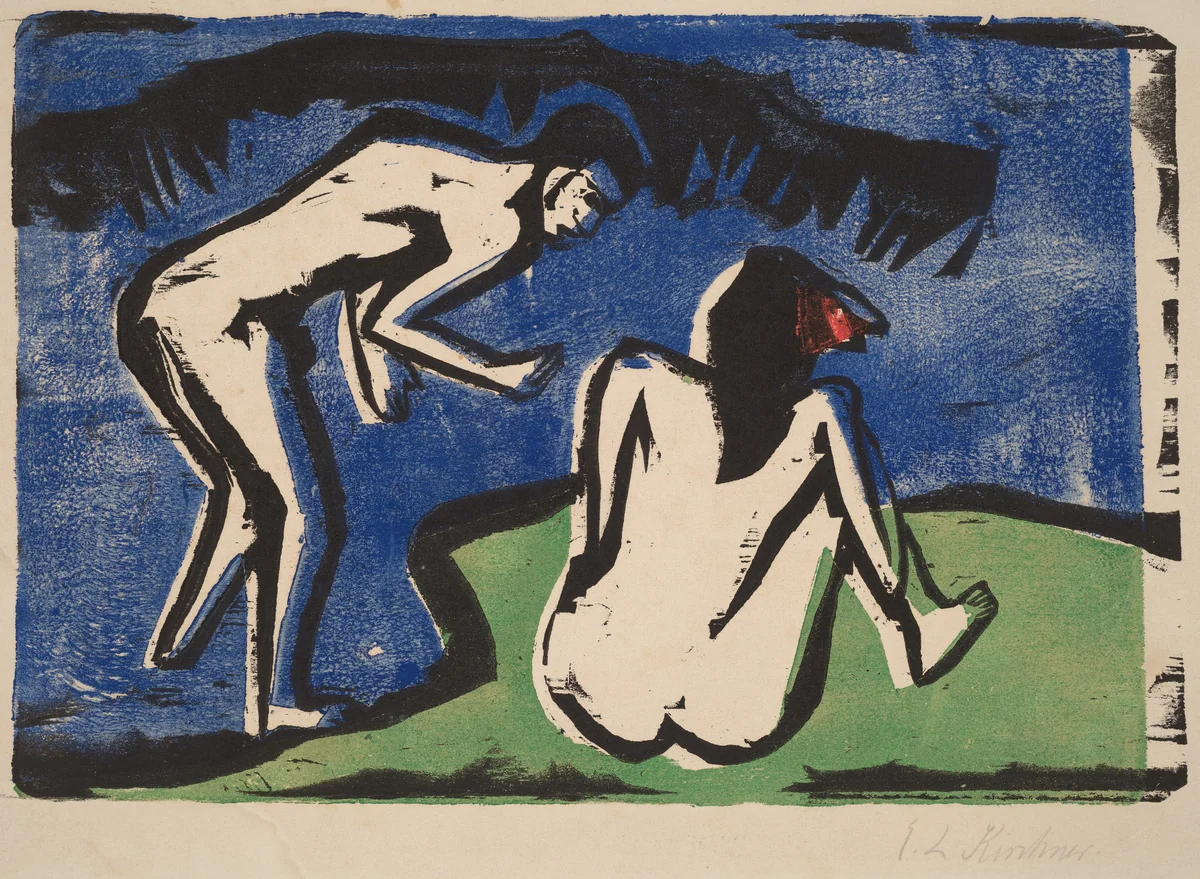 Bathing Couple by Ernst Ludwig Kirchner, print, 1910