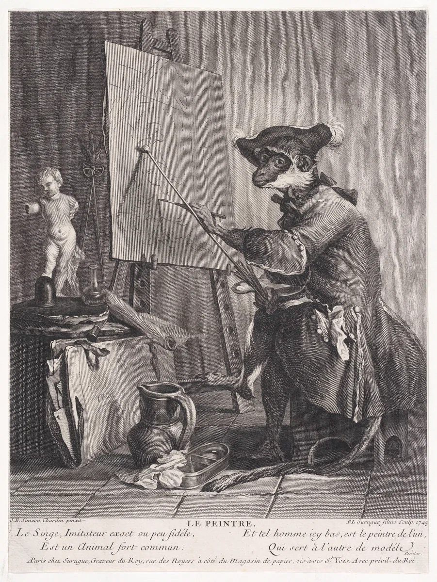 The Painter by Louis Surugue, print, 1743