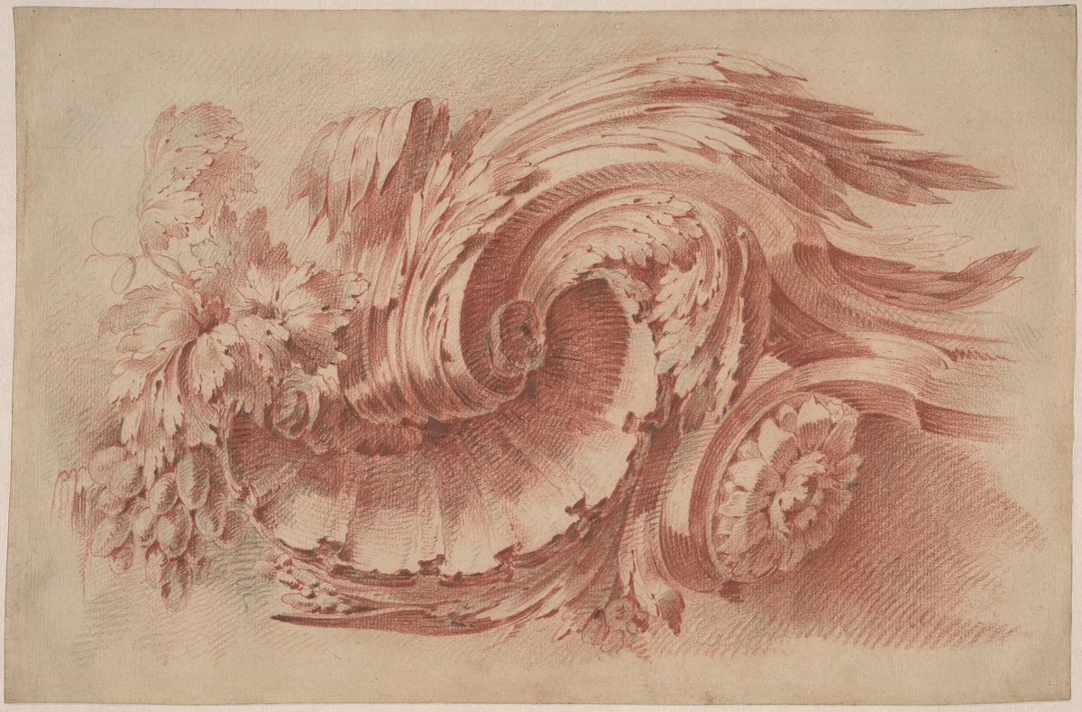 Acanthus Ornament by French 18th Century, drawing, 1755-1765