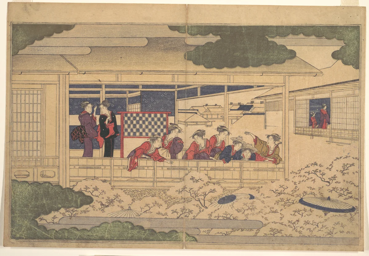 Viewing Cherry Blossoms by Kitagawa Utamaro (喜多川歌麿), print, 1790