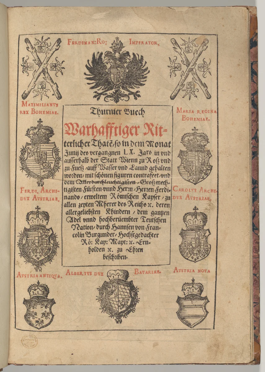 Tournament Book of Knightly Acts (Thurnier Buech Warhafftiger Ritterlicher Thaten) by Hanns Lautensack, book, 1561