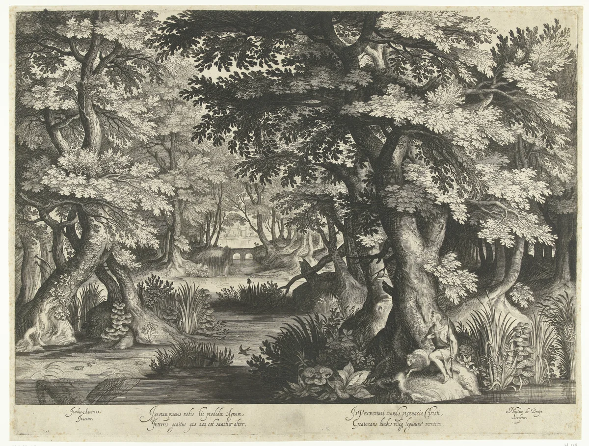 Johannes de Doper in de wildernis by Unknown, print, 1581-1656