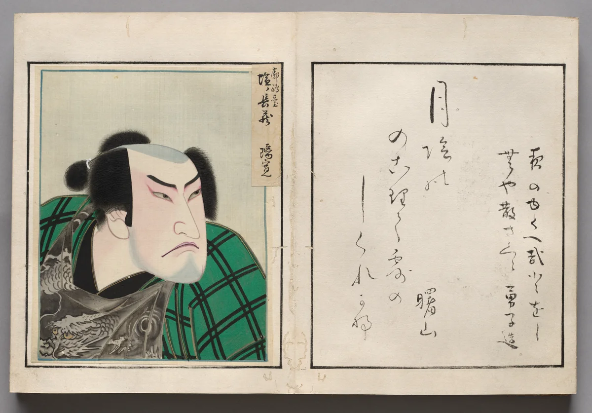 Double-Leaf from Album of Actor Portraits by Shōrakusai, book, 1785-1815