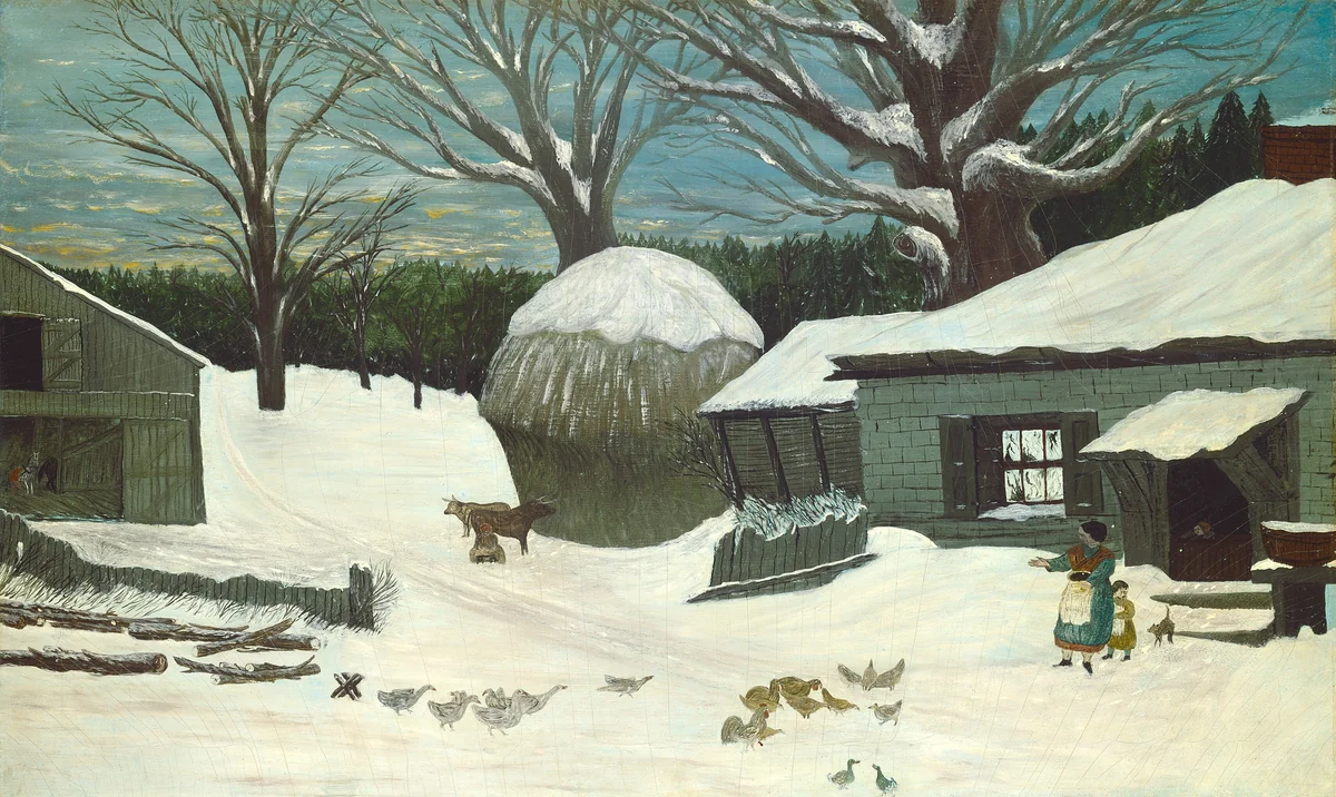 New England Farm in Winter by American 19th Century, painting, 1850