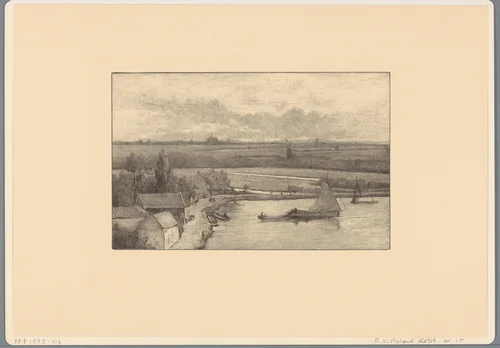 Landschap met zeilschepen op het water by Richard Nicolaüs Roland Holst, print, 1892