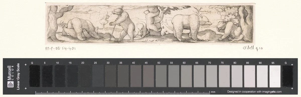 Zeven spelende beren by Unknown, print, 1541