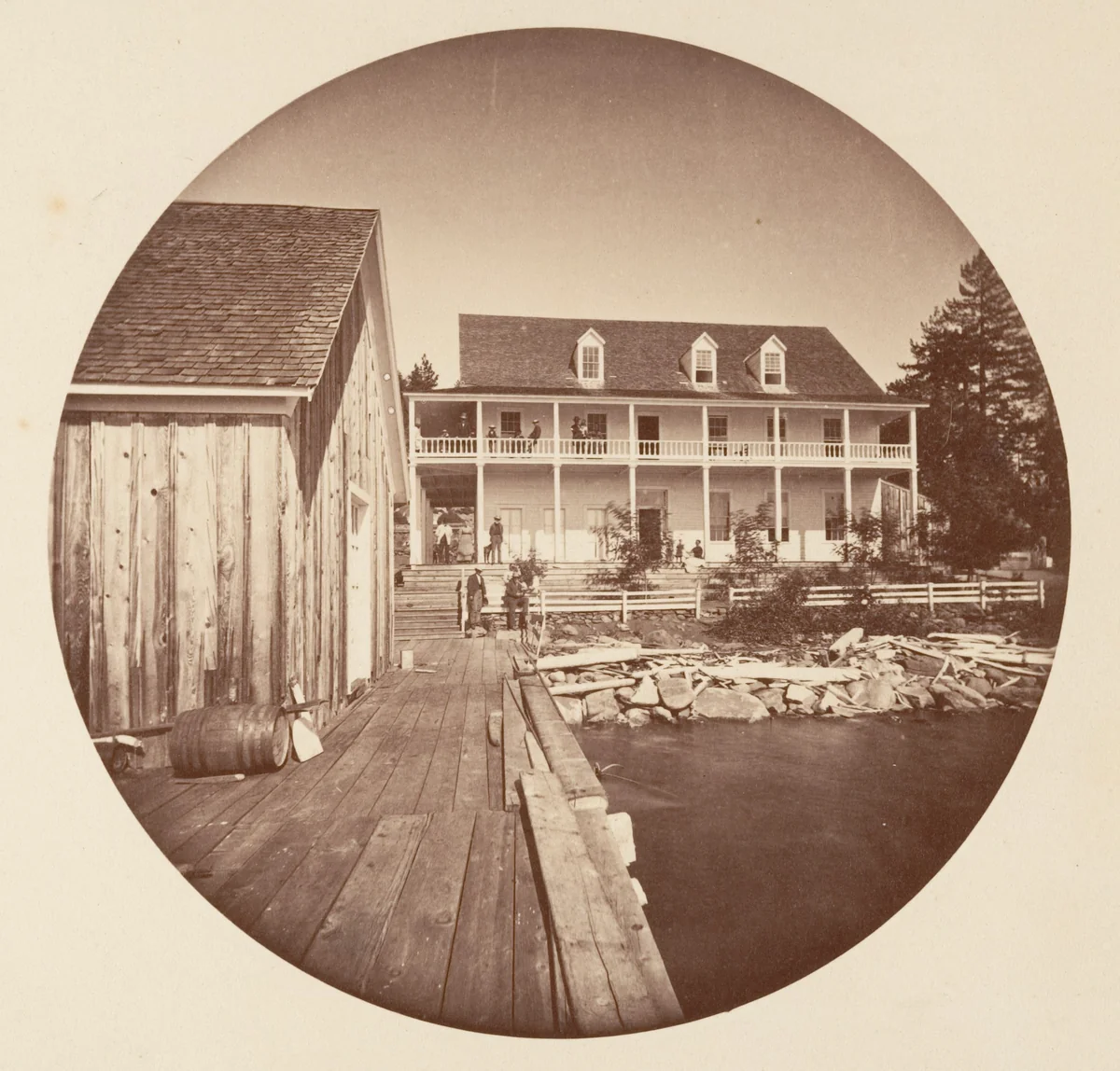 Warm Springs Hotel Lake Tahoe by Carleton E. Watkins, photograph, 1876-1880