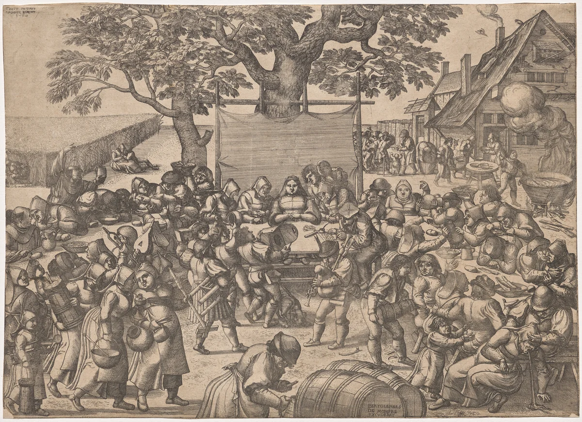 The Large Wedding Feast by Peeter van der Borcht, print, 1560