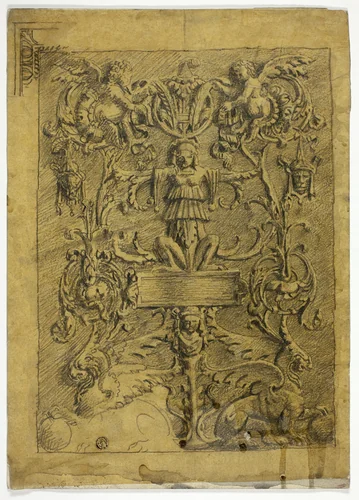 Decorative Design with Putti and Griffins by Alfred George Stevens, drawing, 1837-1875