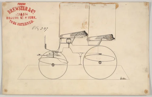 Design for Phaeton, no. 347 by Brewster & Co., drawing, 1850-1874