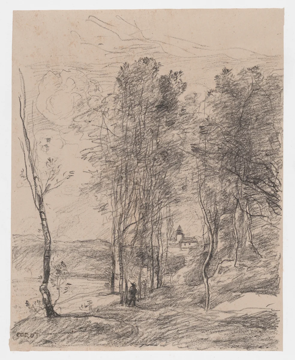 The Belfry of St.-Nicolas-les-Arras by Camille Corot, print, 1871-1872