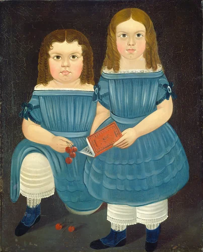 Sisters in Blue by Sturtevant J. Hamblin, painting, 1840