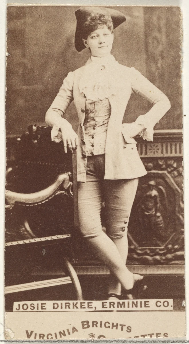 Josie Dirkee, Erminie Co., from the Actors and Actresses series (N45, Type 1) for Virginia Brights Cigarettes by Allen & Ginter, photograph, 1885-1891