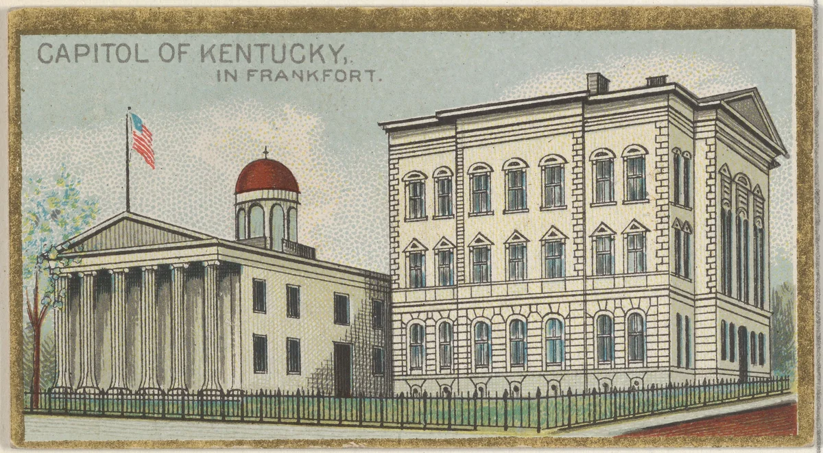 Capitol of Kentucky in Frankfort, from the General Government and State Capitol Buildings series (N14) for Allen & Ginter Cigarettes Brands by Allen & Ginter, print, 1889