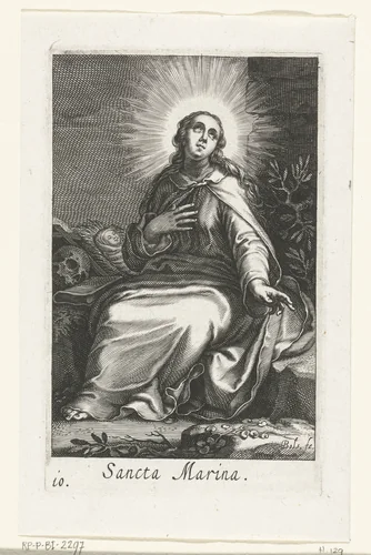Heilige Marina van Alexandrië als kluizenares by Unknown, print, 1590-1612