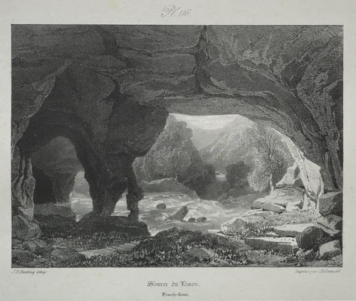 Voyages pittoresques et romantiques dans l'ancienne France. Franche-Comté: Source du Lison by James Duffield Harding, print, 1825