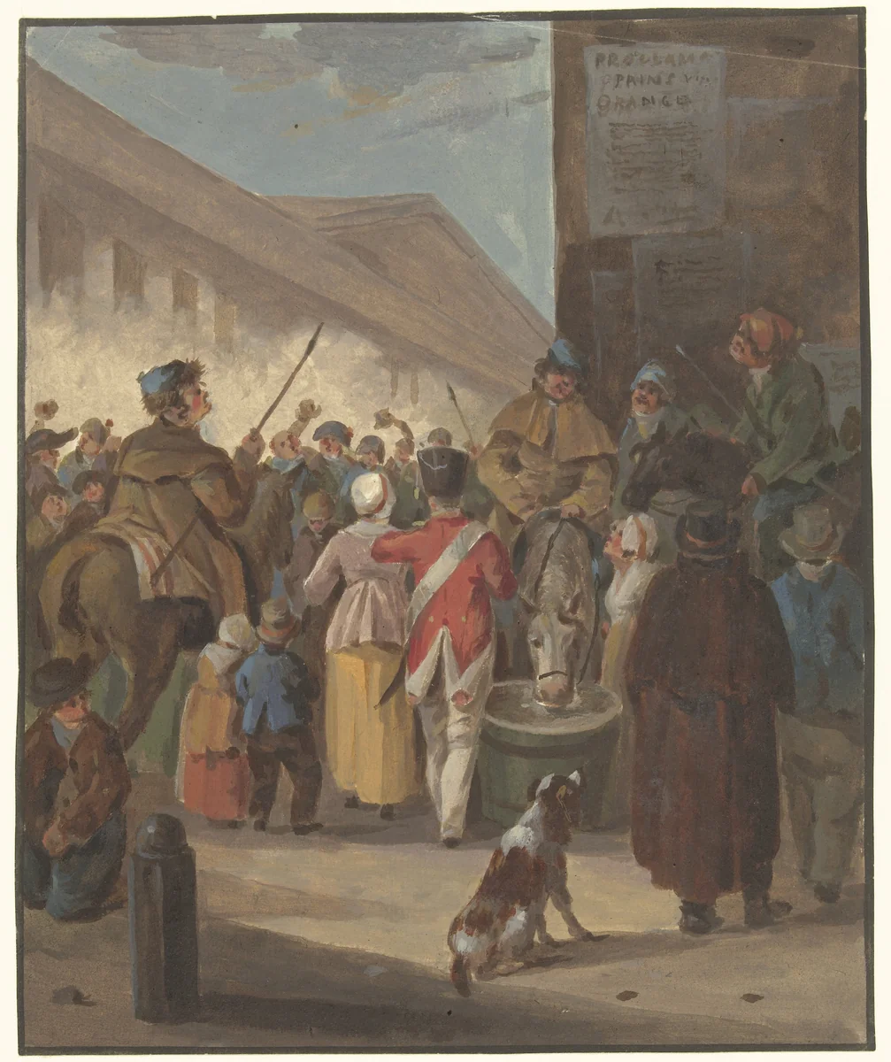 De eerste Cossakken binnen Amsterdam by anonymous, drawing, 1813