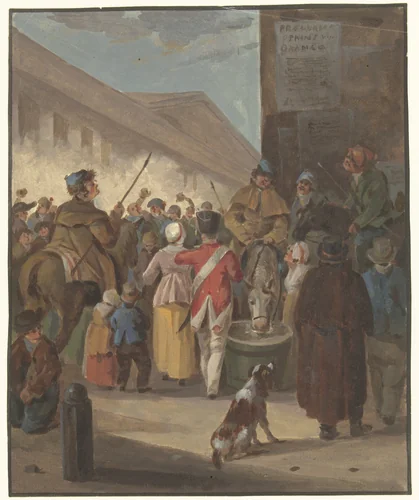 De eerste Cossakken binnen Amsterdam by anonymous, drawing, 1813