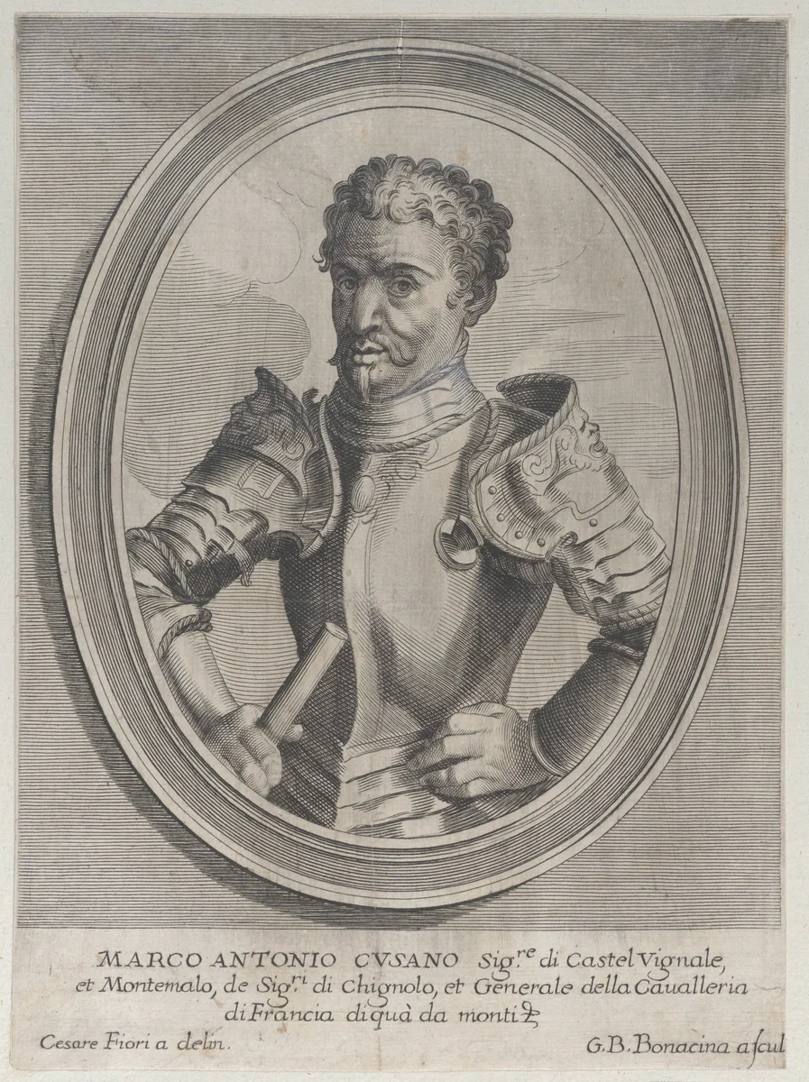 Portrait of Marc'Antonio Cusano by Giovanni Battista Bonacina, print, 1640-1670