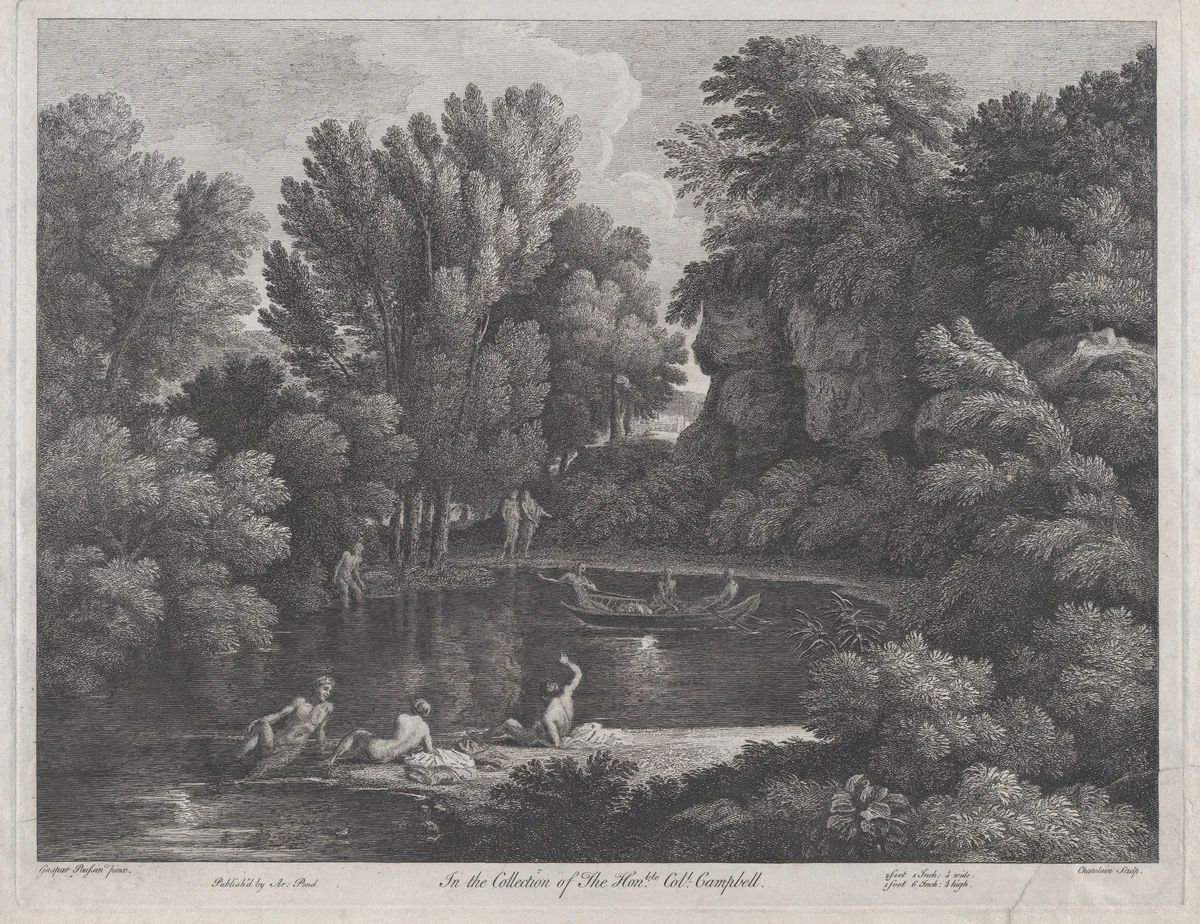 Landscape by Jean Baptiste Claude Chatelain, print, 1743
