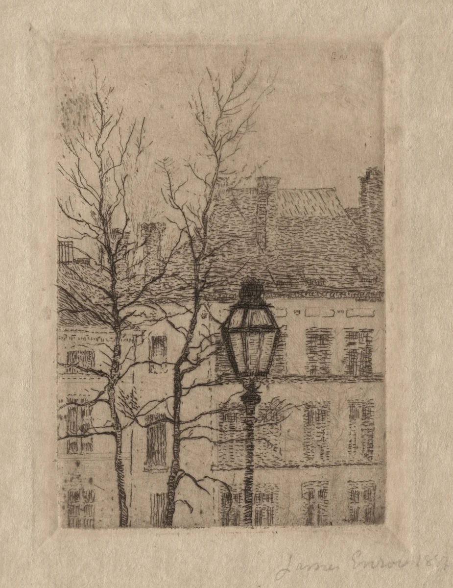 The Street Lamp by James Ensor, print, 1887