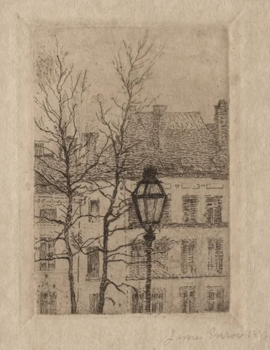 The Street Lamp by James Ensor, print, 1887