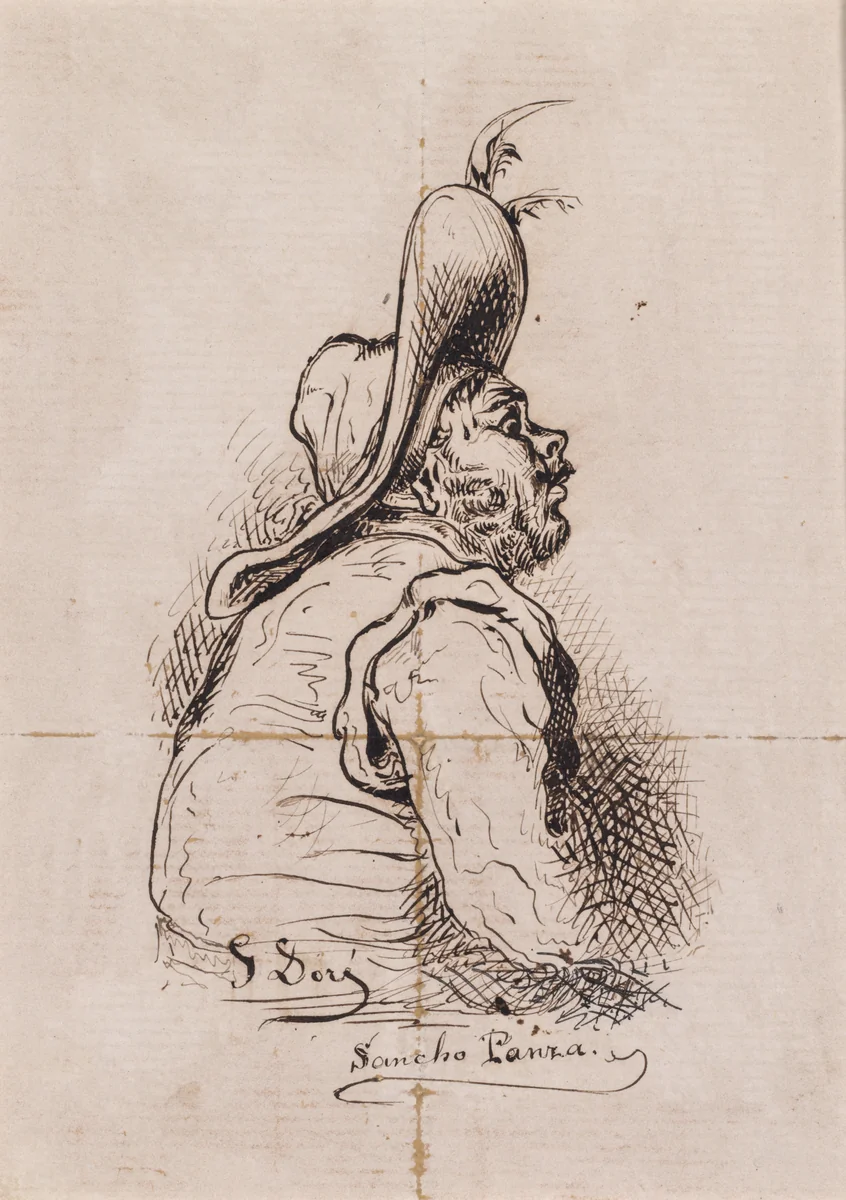 Sancho Panza by Gustave Doré, drawing, 1858-1868