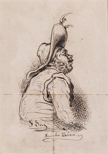 Sancho Panza by Gustave Doré, drawing, 1858-1868