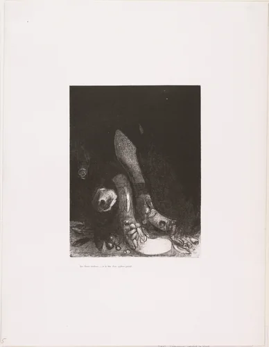 Flowers Fall, and the Head of a Python Appears (Des fleurs tombent, et la tête d'un python paraît) from The Temptation of Saint Anthony (La Tentation de Saint-Antoine) by Odilon Redon, print, 1896