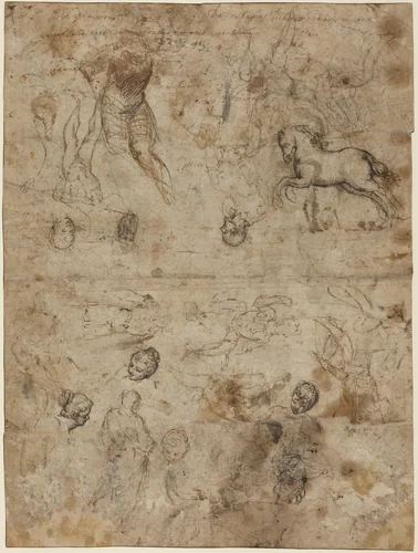 Sheet of Studies by None, drawing, 1500-1599